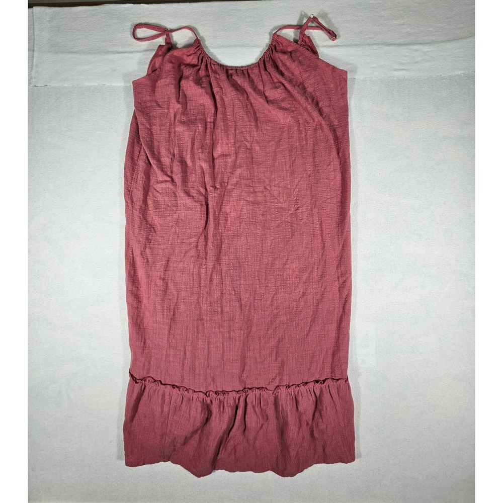 Kona Sol Rose Pink Ruffle Hem Swim Cover Up Dress Cotton Rayon Blend L 12-14 - Picture 1 of 10